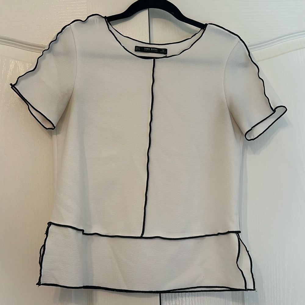 Black/cream Zara Blouse